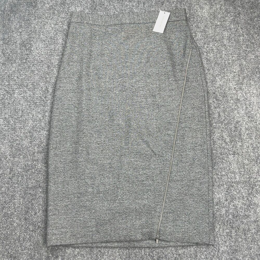 Banana Republic Skirt Womens Size 10 Gray Asymmetrical Zip Accent Lined Midi NWT